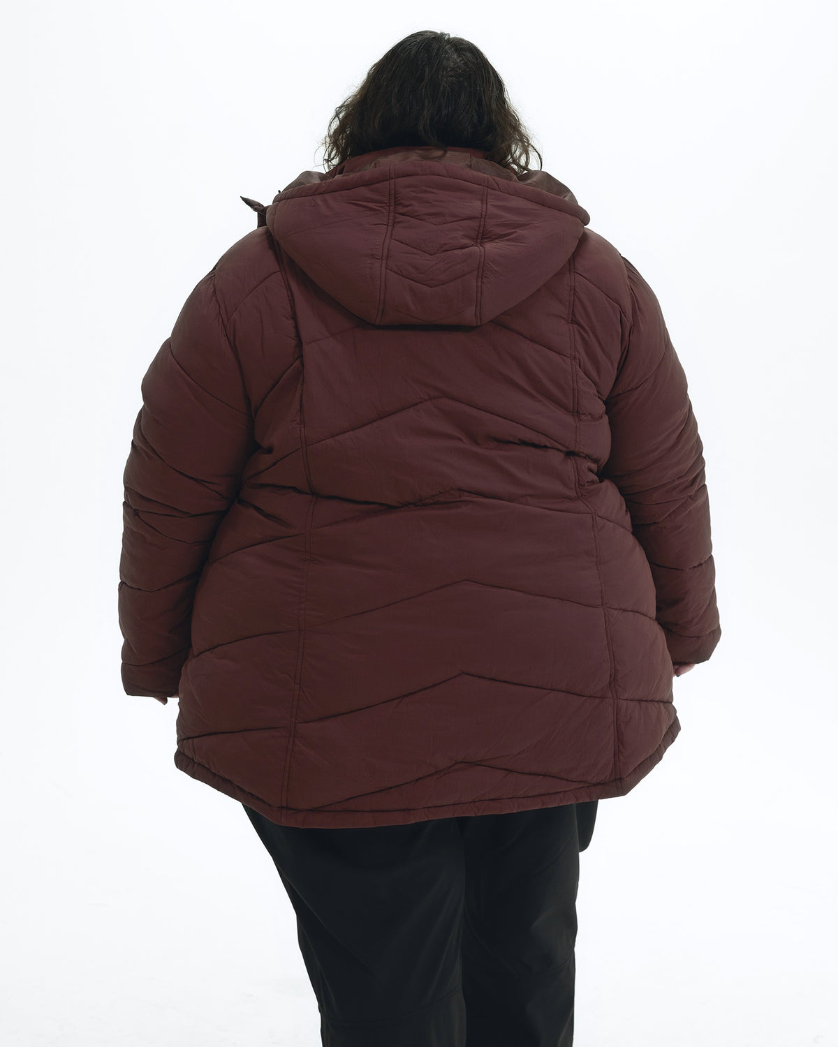 Bourbon Geneva women's plus size mid length synthetic down jacket, back with hood
