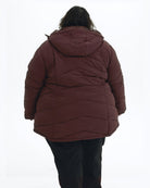 Bourbon Geneva women's plus size mid length synthetic down jacket, back with hood