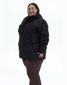 Black Swiss Systems women's plus size 3 in 1 winter jacket, shell, three quarter view