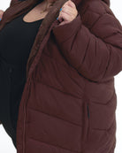 Bourbon Geneva women's plus size mid length synthetic down jacket, zippered hand pocket detail