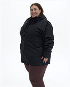 Black Swiss Systems women's plus size 3 in 1 winter jacket, shell, three quarter view