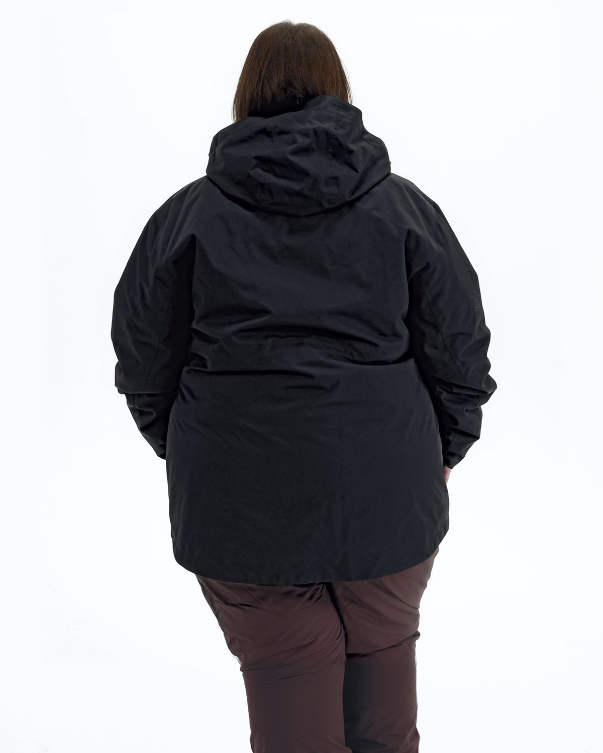 Black Swiss Systems women's plus size 3 in 1 winter jacket, shell, back with hood