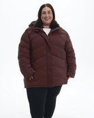 Bourbon Geneva women's plus size mid length synthetic down jacket, front
