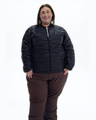 Black Swiss Systems women's plus size 3 in 1 winter jacket, quilted liner jacket worn on its own, front