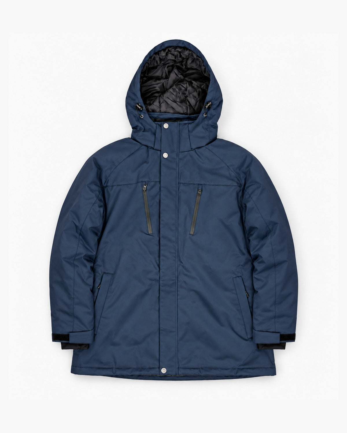 Navy Siberian III insulated soft shell jacket from Snow Country Outerwear Mens Big and Tall, flat lay front, 2XL to 7XL regular and tall