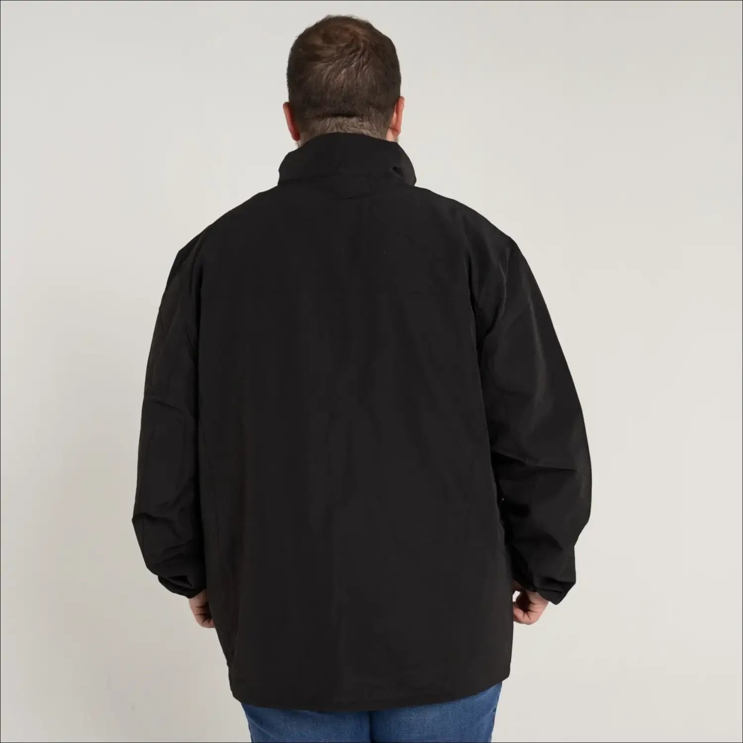 Black jacket from Men’s Big 3XL-7XL Rain Jacket Light Soft Shell Coat Spring Fall