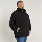 Black rain jacket with pockets for Men’s Big 3XL-7XL Light Soft Shell Coat