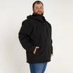 Man in black hooded jacket from Men’s Big 2XL-7XL Cyclone Stretch Soft Shell Outerwear