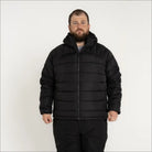 Black hooded puffer jacket for Men in Big to 7XL Synthetic Down Winter Coat