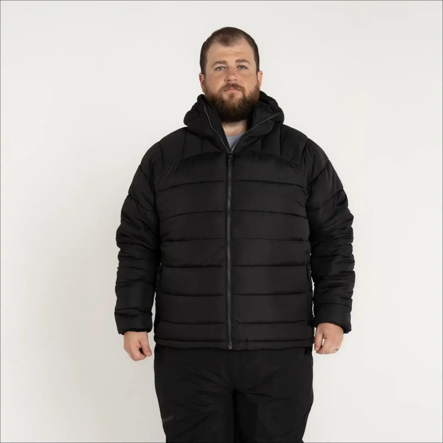 Black hooded puffer jacket for Men in Big to 7XL Synthetic Down Winter Coat