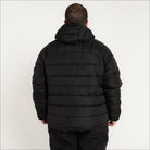 Black hooded puffer jacket for men in Big 2XL-7XL synthetic down winter coat