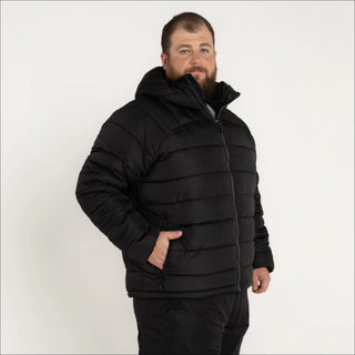 Mens Big 2XL-7XL Synthetic Down Hooded Winter Jacket Coat Snow Country Outerwear