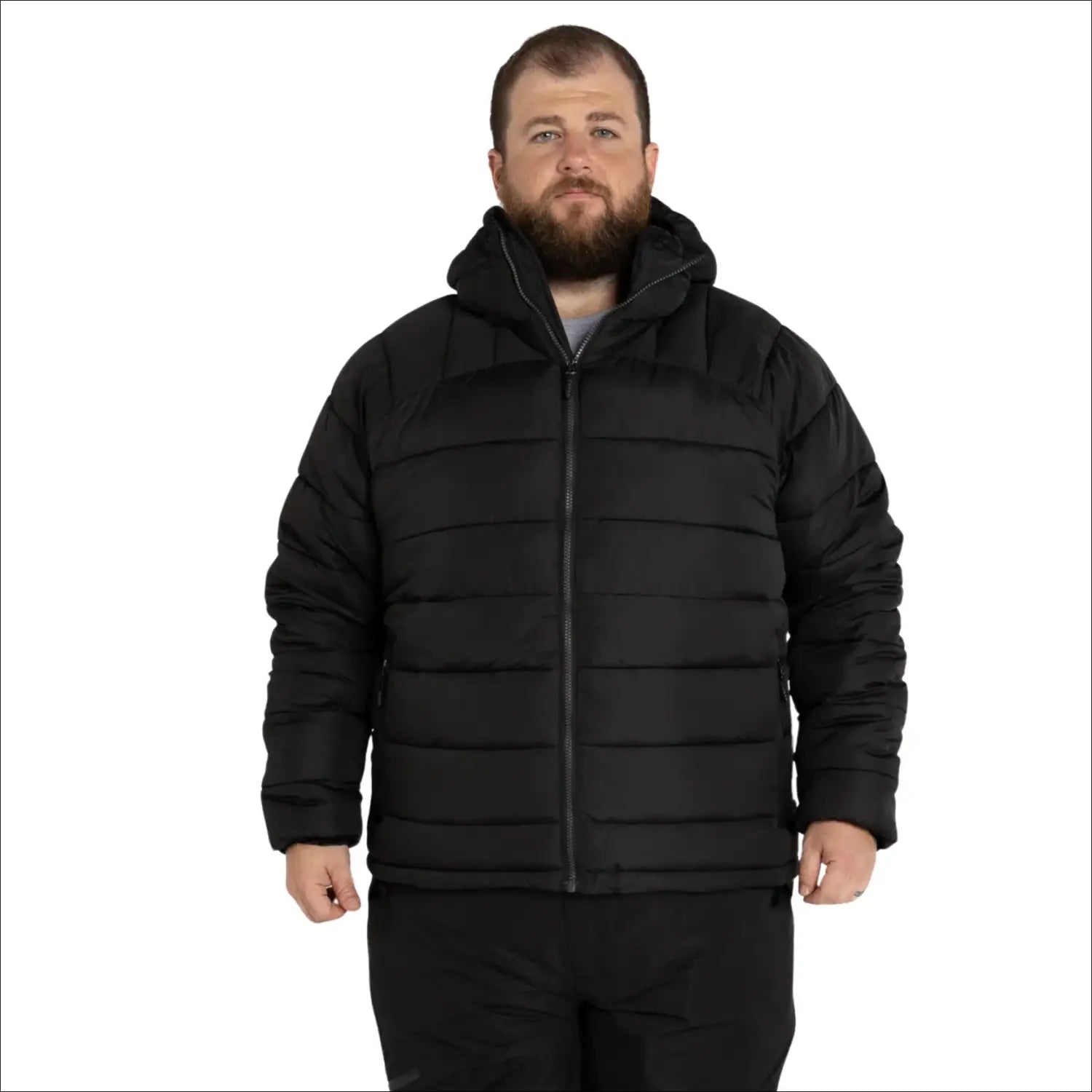 Black hooded puffer jacket for men in Big 2XL to 7XL Synthetic Down Winter Coat