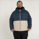 Mens Big 2XL-7XL Two-tone hooded puffer jacket for winter snow country outerwear