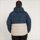 Two-tone puffer jacket with hood for men in Big 2XL-7XL synthetic down winter outerwear