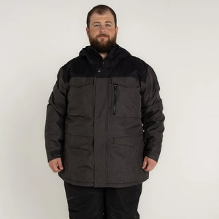 Man in a hooded winter coat from Snow Country Outerwear Men’s M-XL insulated ski jacket
