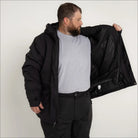 Black winter insulated snow skiing jacket for men in plus sizes 2XL to 5XL