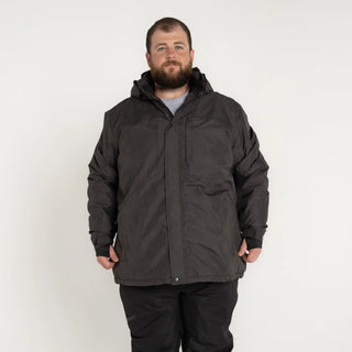 Man in a dark insulated winter snow ski jacket coat from Men’s Big Sizes 2XL-6XL Outerwear