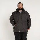 Man in a dark insulated winter snow ski jacket from Men’s Big Sizes 2XL-6XL Outerwear