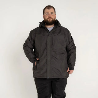 Man in a dark insulated winter snow ski jacket from Men’s Big Sizes 2XL-6XL Outerwear