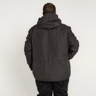 Black hooded winter coat for men in 2XL-6XL insulated snow ski jacket outdoor wear