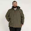 Olive green hooded winter jacket displayed in Snow Country Men’s Insulated Ski Coat