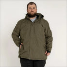 Olive green hooded winter jacket displayed in Snow Country Men’s Insulated Ski Coat