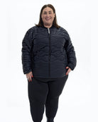 Black Swiss Systems women's plus size 3 in 1 winter jacket, quilted liner jacket, front