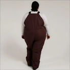 Brown insulated bib overalls for women in plus size Ski Snow Bibs Vertex Higher Front