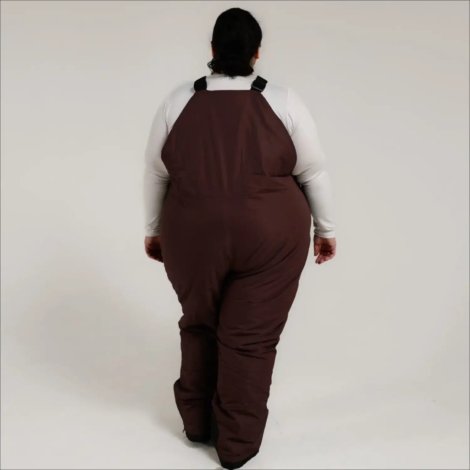 Brown insulated bib overalls for women in plus size Ski Snow Bibs Vertex Higher Front