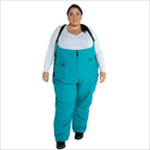 Teal Snow Bib Overalls for Women in Plus Size Snow Country Outerwear Collection