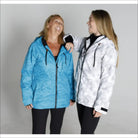 Two women wearing hooded jackets from Snow Country Outerwear Womens S-XL Trust Snowboarding Winter Ski Coat Jacket CLEARANCE