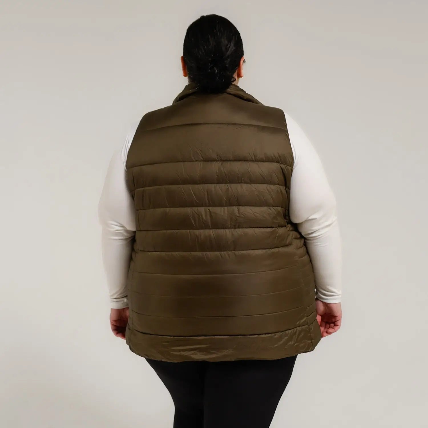 Olive green quilted vest for women plus size synthetic outerwear synthetic down vest