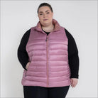Mauve quilted vest for women plus size 1X-6X synthetic down outerwear