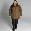 Olive green puffer coat for women plus size mid-length juniper insulated winter parka
