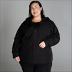 Black hooded zip-up jacket from Women’s Plus Size Micro Fleece Soft Shell Outerwear