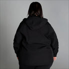 Black hooded jacket from Women’s Plus Size Micro Fleece Soft Shell Updated Jacket Coat