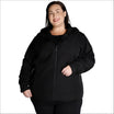 Black hooded zip-up jacket for women’s plus size micro fleece soft shell outerwear