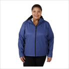 Blue hooded rain jacket for women plus size 1X-6X, Micro Fleece Soft Shell Outerwear