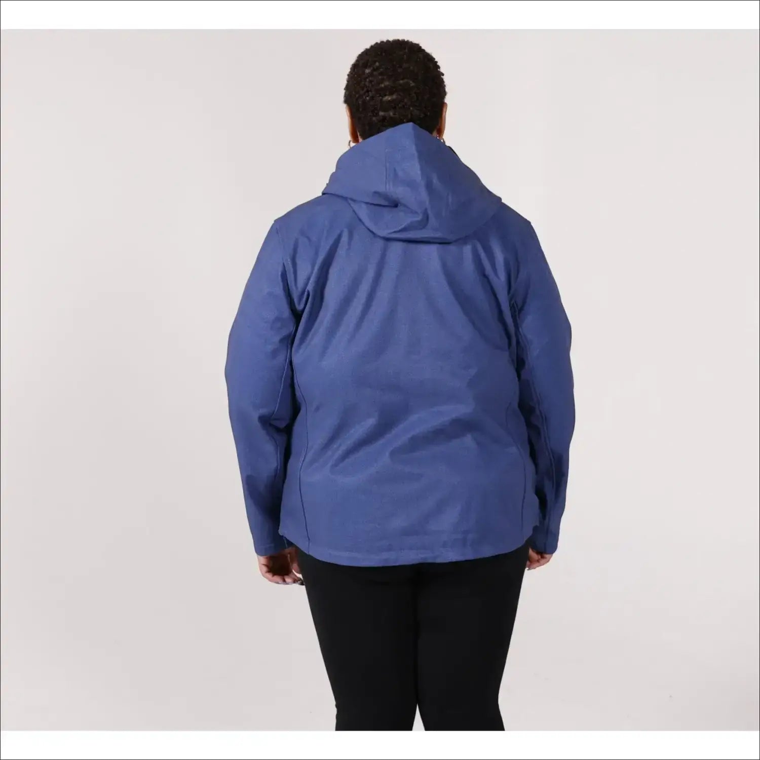 Blue hooded jacket for women’s plus size Micro Fleece Soft Shell spring or fall outerwear
