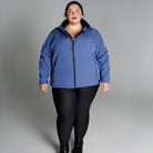 Blue plus-size micro fleece soft shell jacket for women, spring and fall outerwear
