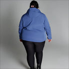 Blue hooded women’splus size micro fleece soft shell jacket for spring or fall outerwear