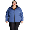 Blue plus-size hooded micro fleece soft shell jacket for women seasonal outerwear