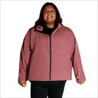 Rose-colored hooded jacket from Women’s Plus Size Micro Fleece Soft Shell Spring Fall Outerwear