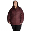Burgundy quilted puffer jacket displayed in Women’s 1X-6X plus extended size packable down coat