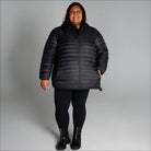 Black puffer jacket from Women’s Plus Extended Size Packable Down Jacket with hood