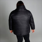 Black puffer jacket with hood from Women’s Plus Extended Size Packable Down Coat