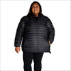 Black puffer jacket featured in Women’s Plus Extended Size Packable Down Jacket Hooded Coat