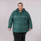 Green hooded puffer jacket in Women’s 1X-6X Plus Extended Size Packable Down Coat