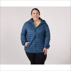 Blue hooded puffer jacket for women in plus extended sizes from Snow Country Outerwear